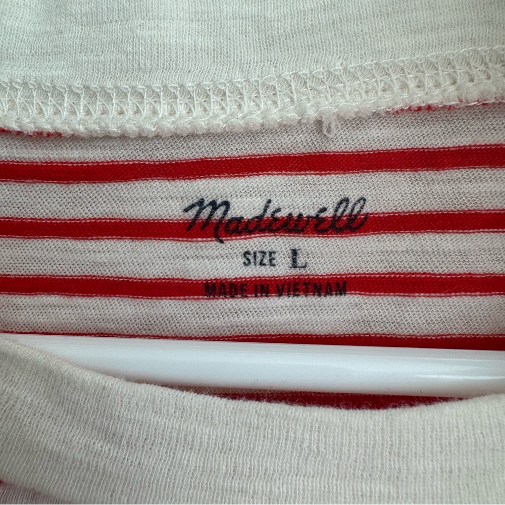 Madewell Red and White Striped Tee Size Large - Picture 2 of 11